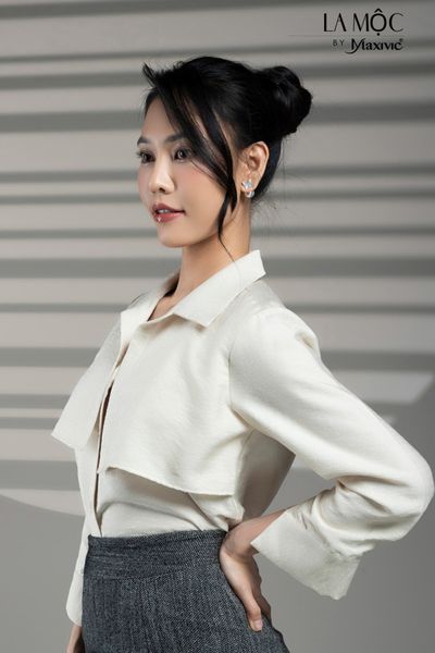 ÁO SƠ MI LỤA MÀU KEM Maxivic