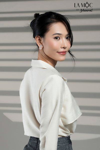 ÁO SƠ MI LỤA MÀU KEM Maxivic