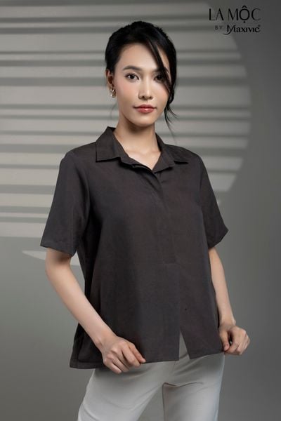 Áo sơmi màu đen tay ngắn