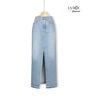 Chân váy jeans xanh nhạt xẻ trước La Mộc