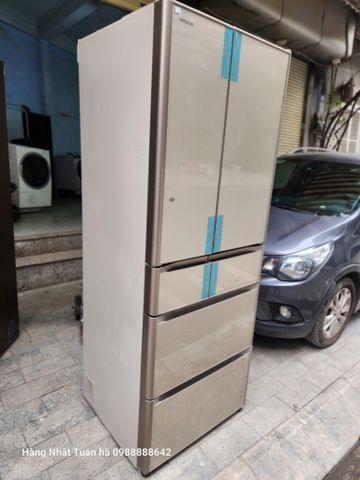 (Used 90%) Tủ lạnh Hitachi mặt gương cảm ứng 520 lít màu vàng cát