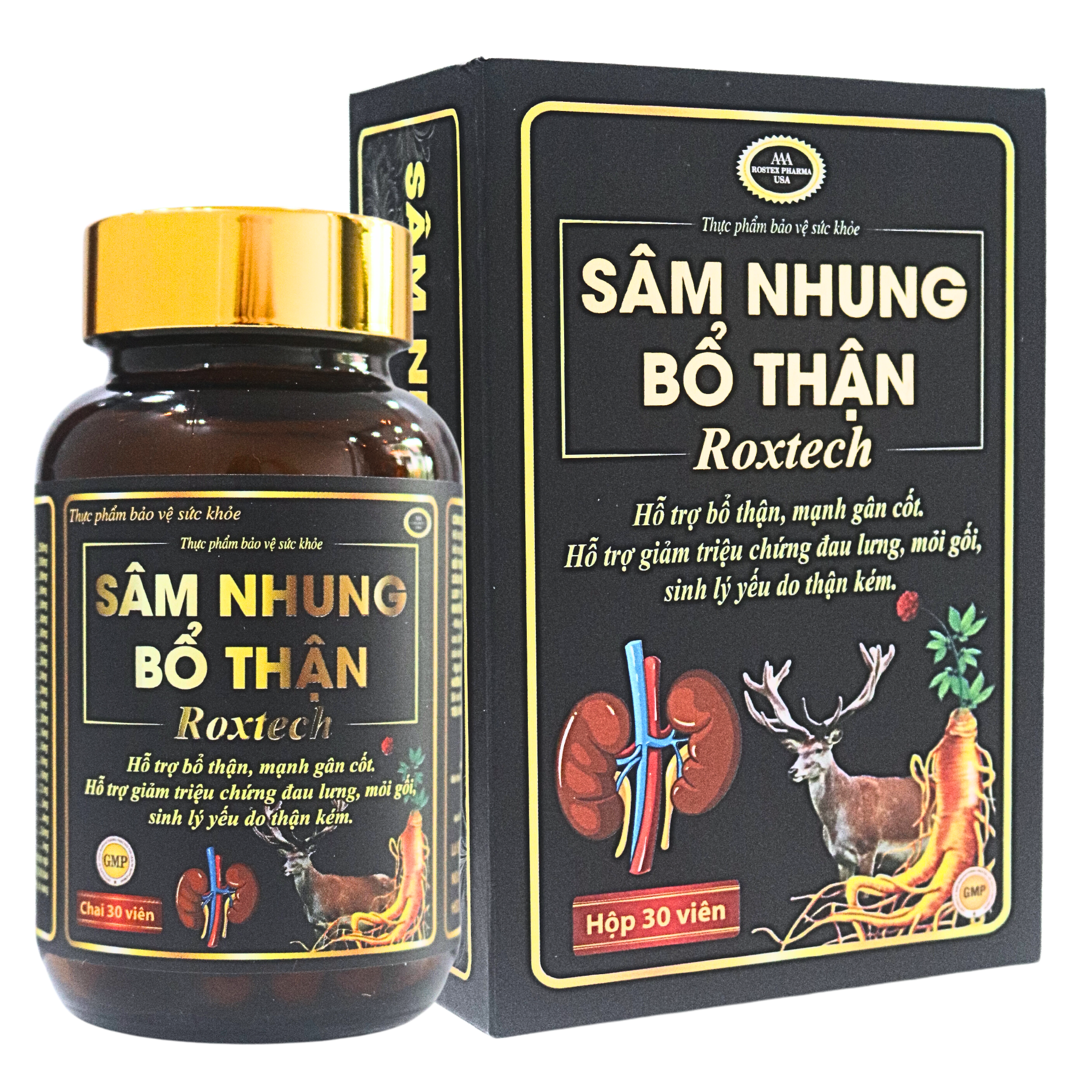 Sâm Nhung Bổ Thận Roxtech (Hộp 30 viên) hộp cứng ( Q302091423 )