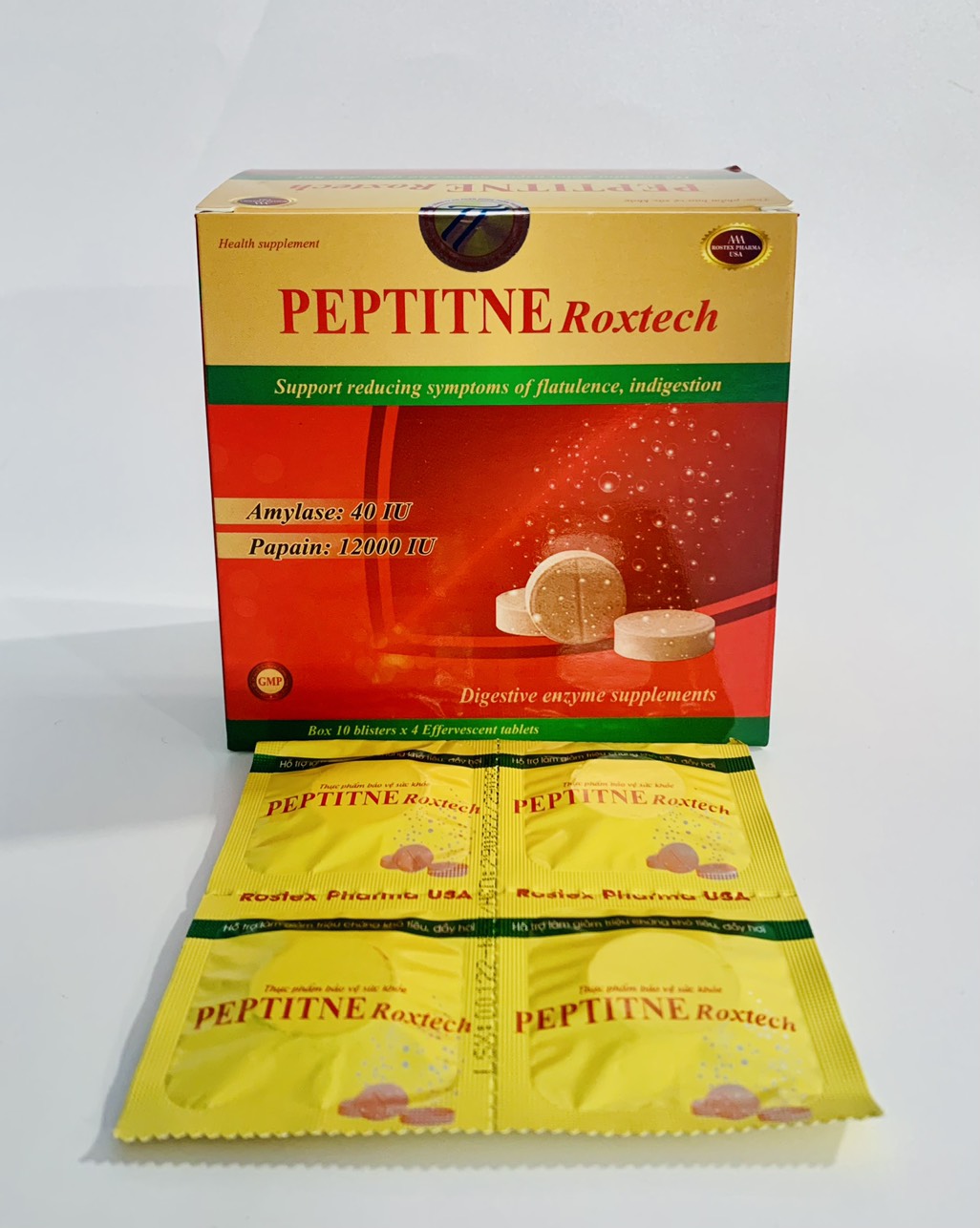 (DateT7/2026) Sủi Peptitne Roxtech Papain Trường Thọ (H/10 vỉ x 4 viên) ( Q30200032 )