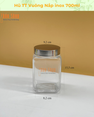 Hũ TT Vuông 700ml Nắp Inox