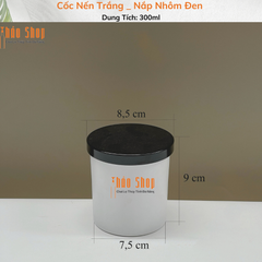 Cốc Nến Mờ Trắng Sứ 300ml - Nắp Nhôm