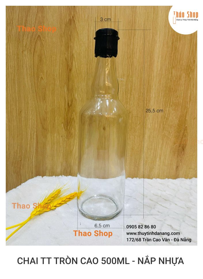 CHAI TT TRÒN 500ML BL - NẮP NHỰA