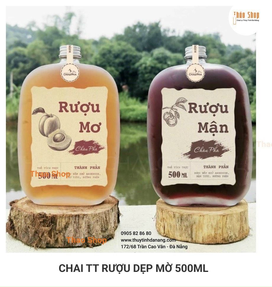 CHAI TT RƯỢU DẸP MỜ 500ML - NẮP NHÔM