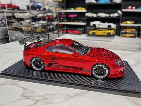  XE MÔ HÌNH TOYOTA SUPRA GT300 TOP SECRET RED,TỶ LỆ 1/18 IGNITION 