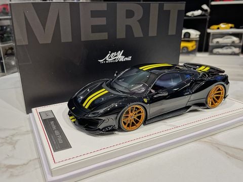  XE MÔ HÌNH FERRARI 488 PISTA NOVITEC BLACK,TỶ LỆ 1/18 IVY MODEL 