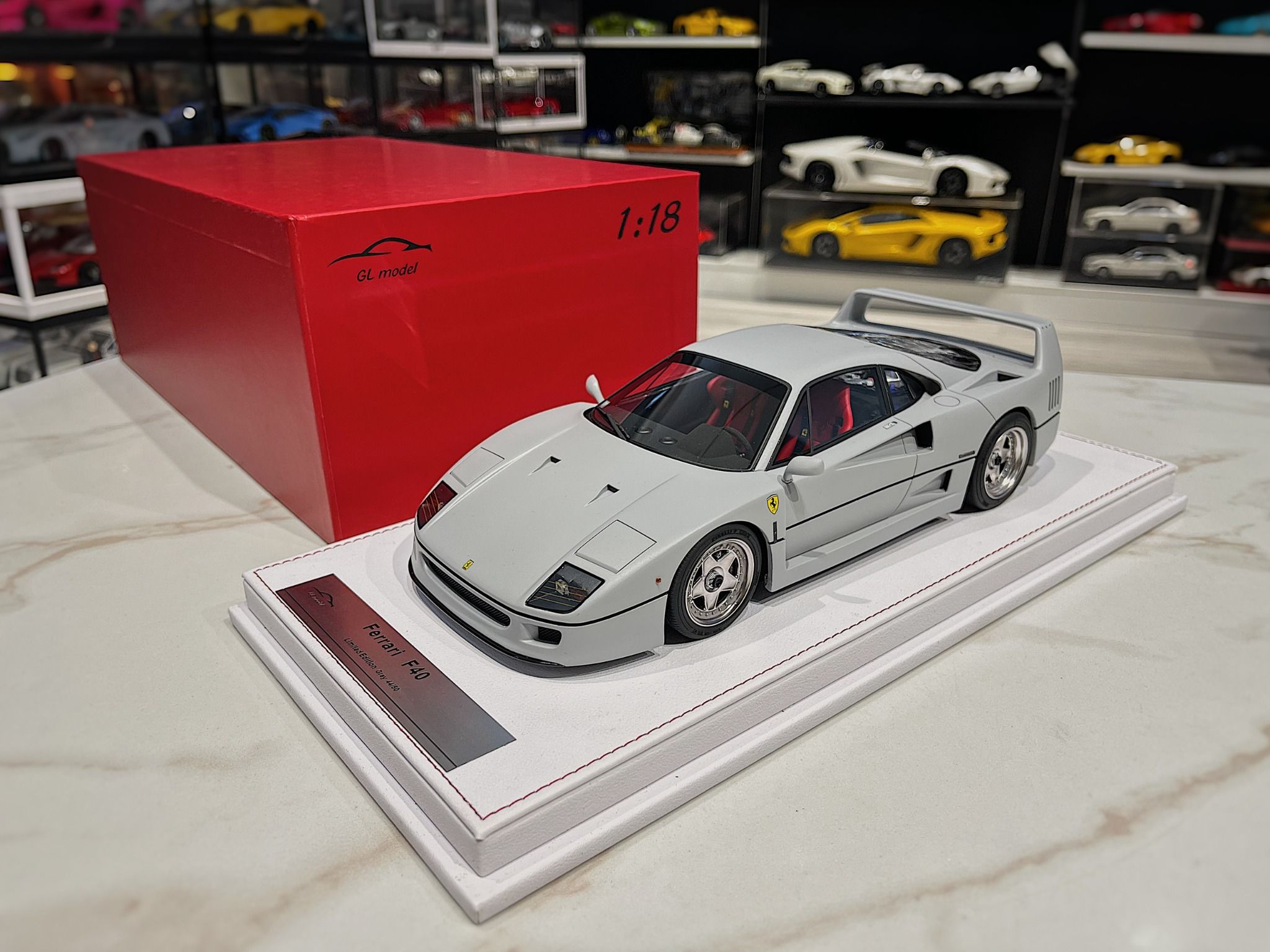 XE MÔ HÌNH FERRARI F40 GREY,TỶ LỆ 1/18 GL MODEL