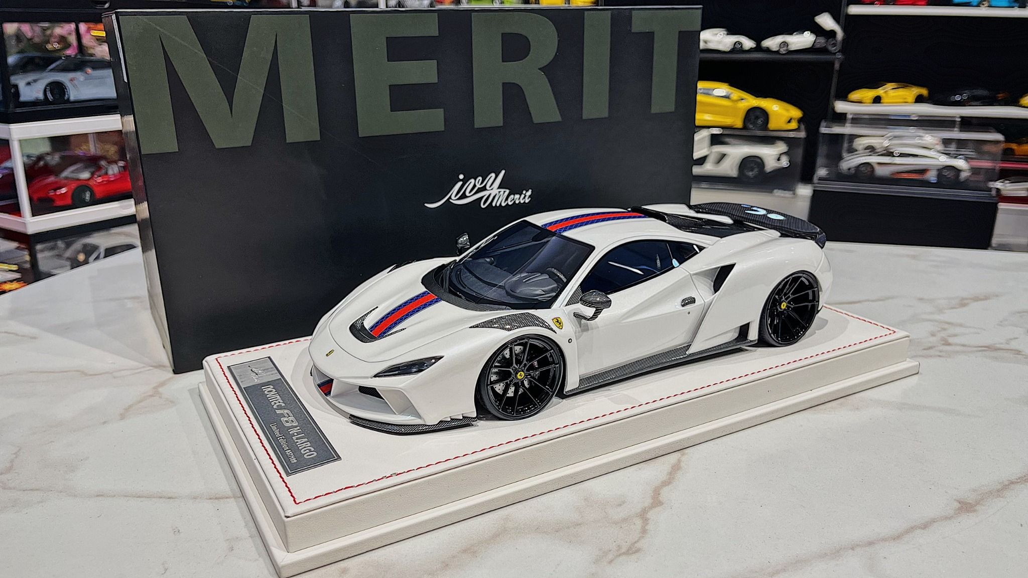 XE MÔ HÌNH FERRARI F8 NOVITEC WHITE,TỶ LỆ 1/18 IVY MODELS