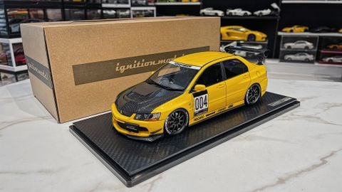  XE MÔ HÌNH MITSUBISHI LANCER EVOLUTION IX YELLOW,TỶ LỆ 1/18 IGNITION 