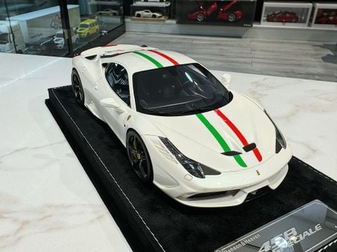  XE MÔ HÌNH FERRARI 458 SPECIALE WHITE,TỶ LỆ 1/18 HENSON & HEAVEN 