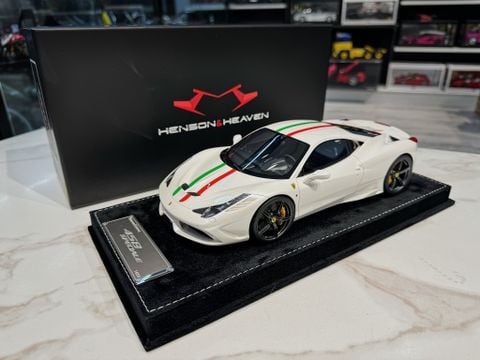  XE MÔ HÌNH FERRARI 458 SPECIALE WHITE,TỶ LỆ 1/18 HENSON & HEAVEN 