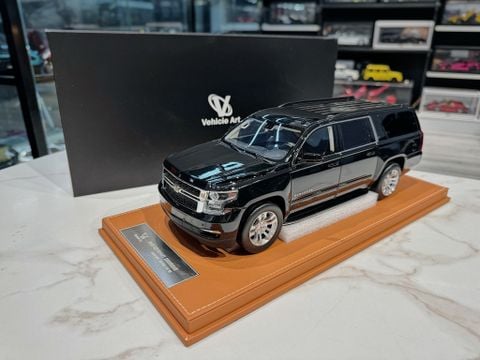  XE MÔ HÌNH CHEVROLET SUBURBAN 2015 BLACK,TỶ LỆ 1/18 VEHICLE ART 