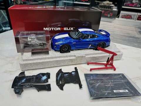  XE MÔ HÌNH NISSAN GT-R R35 50TH ANNIVERSARY BLUE,TỶ LỆ 1/18 MOTORHELIX 