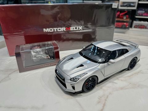  XE MÔ HÌNH NISSAN GT-R R35 50TH ANNIVERSARY SILVER,TỶ LỆ 1/18 MOTORHELIX 