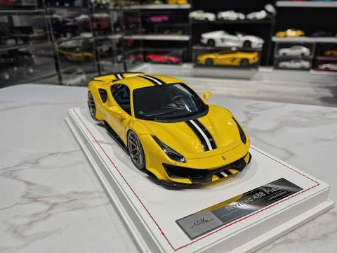  XE MÔ HÌNH FERRARI 488 PISTA NOVITEC YELLOW,TỶ LỆ 1/18 IVY MODEL 