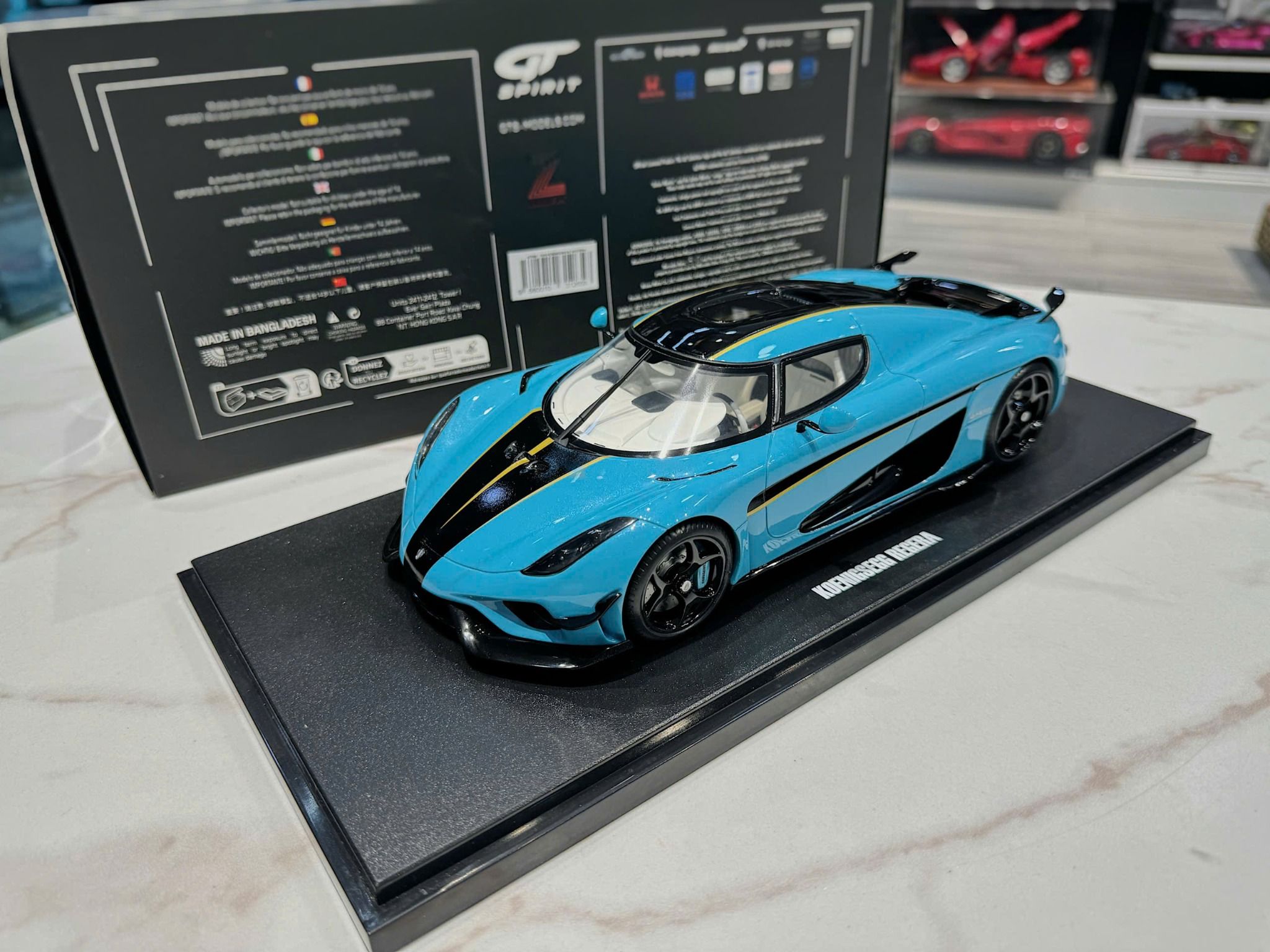 XE MÔ HÌNH KOENIGSEGG REGERA BLUE,TỶ LỆ 1/18 GTSPIRIT