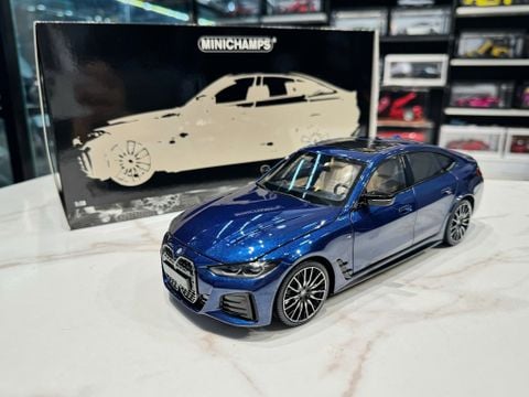  XE MÔ HÌNH BMW I4 BLUE,TỶ LỆ 1/18 MINICHAMPS 