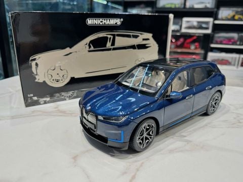  XE MÔ HÌNH BMW IX BLUE,TỶ LỆ 1/18 MINICHAMPS 