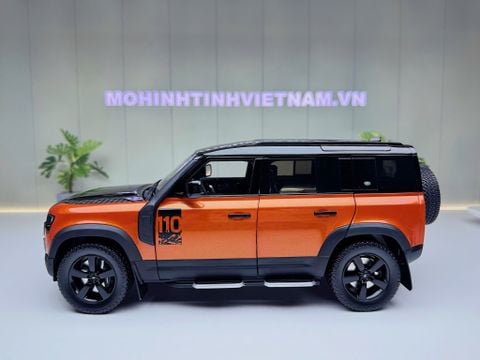  XE MÔ HÌNH LAND ROVER DEFENDER 110 ORANGE,TỶ LỆ 1/18 ALMOST REAL 