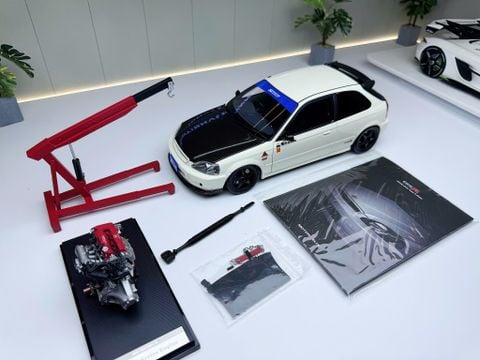  XE MÔ HÌNH HONDA CIVIC TYPE R EK9 SPOON CUSTOMIZED VERSION,TỶ LỆ 1/18 MOTORHELIX 