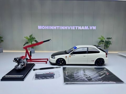  XE MÔ HÌNH HONDA CIVIC TYPE R EK9 SPOON CUSTOMIZED VERSION,TỶ LỆ 1/18 MOTORHELIX 