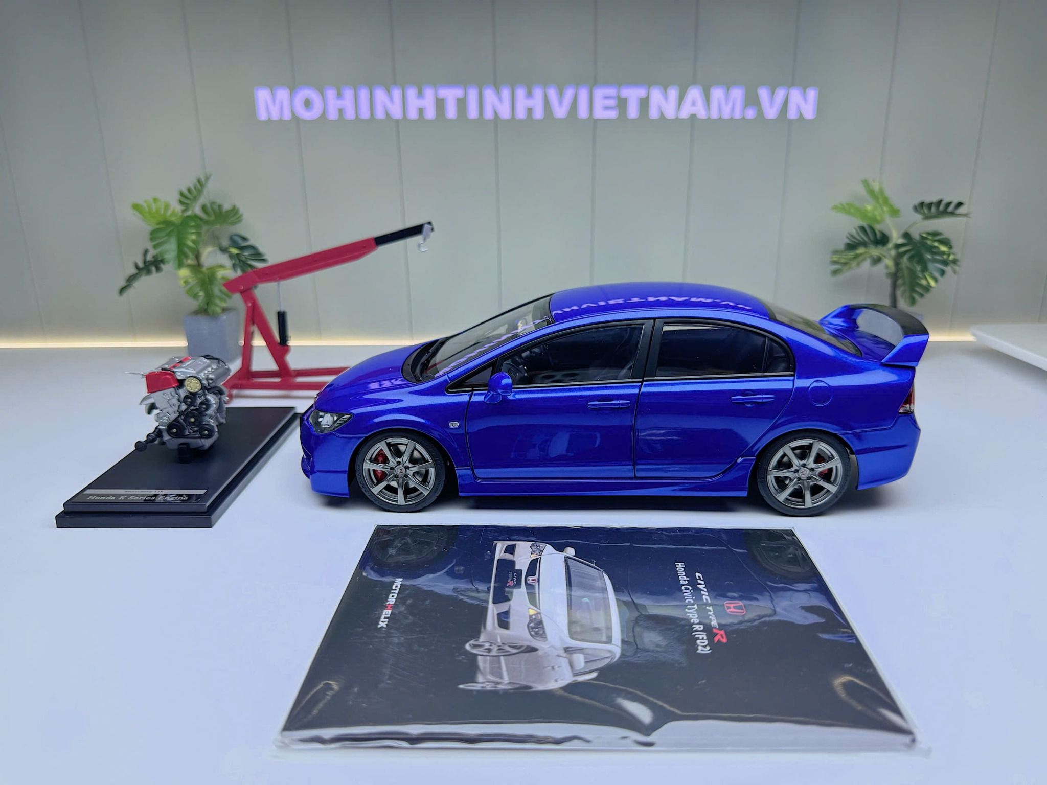 XE MÔ HÌNH HONDA CIVIC TYPE R FD2 BLUE,TỶ LỆ 1/18 MOTORHELIX