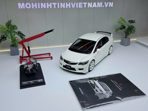  XE MÔ HÌNH HONDA CIVIC TYPE R FD2 WHITE,TỶ LỆ 1/18 MOTORHELIX 