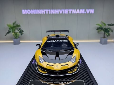  XE MÔ HÌNH LAMBORGHINI AVENTADOR SVJ LBW YELLOW,TỶ LỆ 1/18 VIP MODEL 