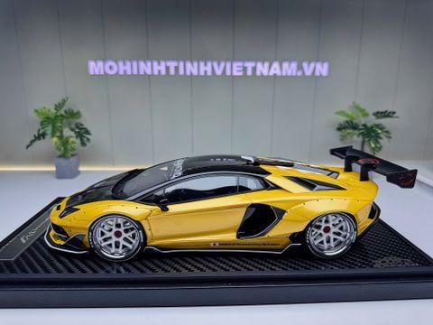  XE MÔ HÌNH LAMBORGHINI AVENTADOR SVJ LBW YELLOW,TỶ LỆ 1/18 VIP MODEL 