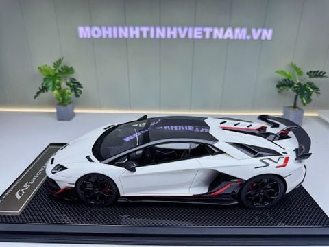  XE MÔ HÌNH LAMBORGHINI AVENTADOR SVJ PEAR WHITE,TỶ LỆ 1/18 DINO MODEL 