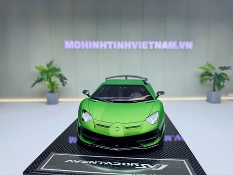  XE MÔ HÌNH LAMBORGHINI AVENTADOR SVJ MATT GREEN PEARL,TỶ LỆ 1/18 DINO MODEL 