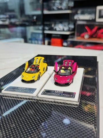  XE MÔ HÌNH LAMBORGHINI AVENTADOR ROADSTER LIBERTY WALK YELLOW,TỶ LỆ 1/64 