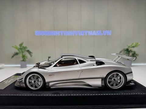  XE MÔ HÌNH PAGANI ZONDA CINQUE CHROME SILVER,TỶ LỆ 1/18 HENSON HEAVEN 