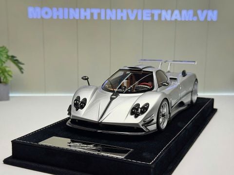  XE MÔ HÌNH PAGANI ZONDA CINQUE CHROME SILVER,TỶ LỆ 1/18 HENSON HEAVEN 