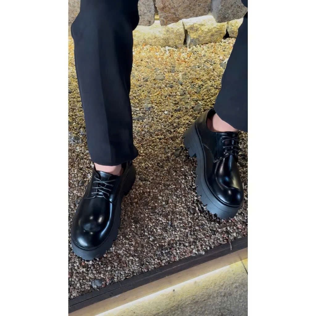 The Chunky Lemans Derby da bò nguyên tấm đế chunky cao 7cm khâu đế