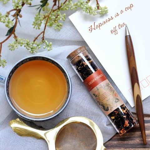  Trà Hoa Thảo Mộc Golden Peach - Ống Thủy Tinh Nút Bần 15g 
