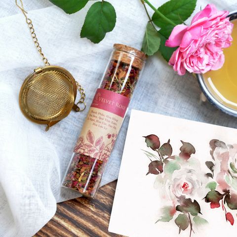  Trà Hoa Thảo Mộc Velvet Rose - Ống Thủy Tinh Nút Bần 15g 