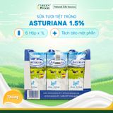  Thùng 6 Hộp 1L - Sữa tươi Asturiana tách béo một phần từ Tây Ban Nha 