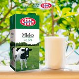  Thùng 12 hộp 1L - Sữa tươi ít béo Mlekovita từ Ba Lan 