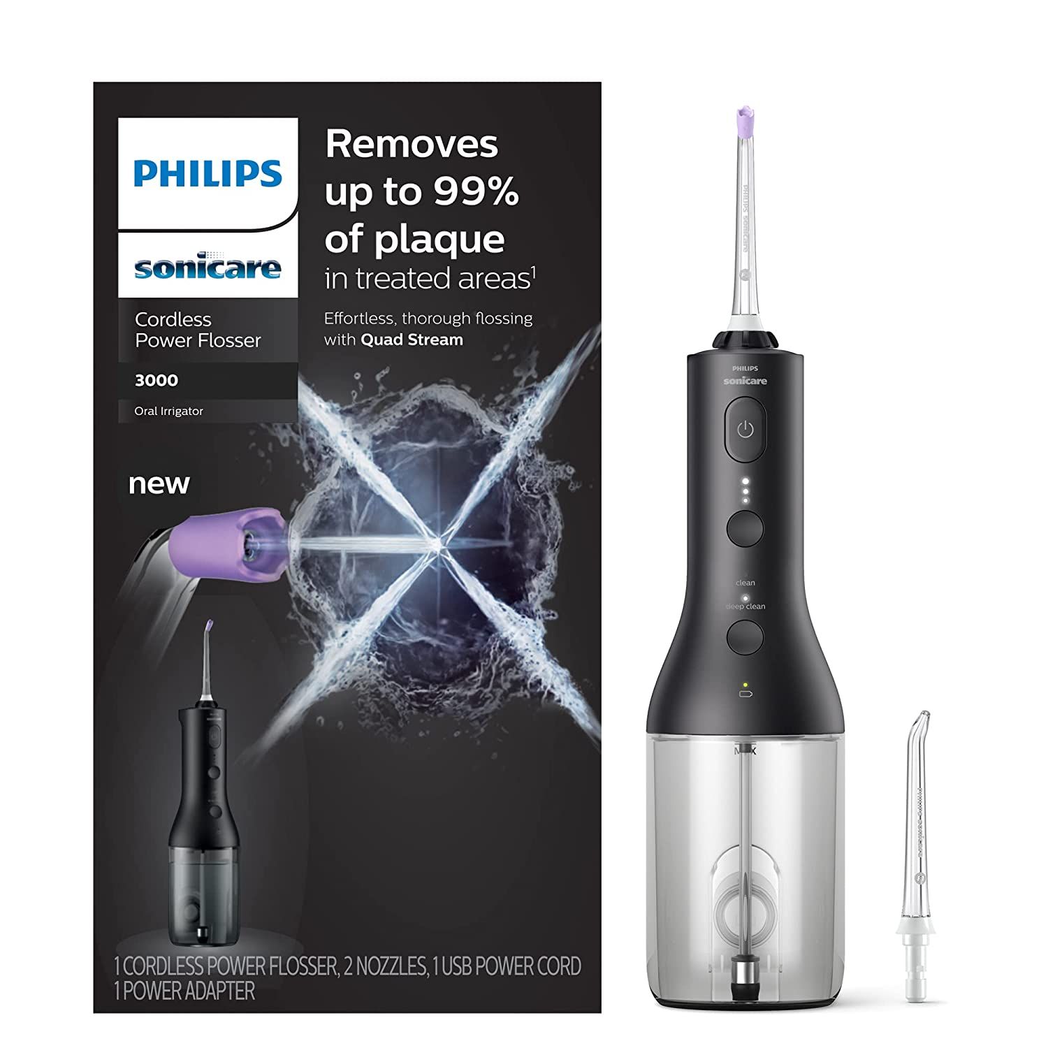 Máy Tăm Nước Philips Sonicare Power Flosser 3000 Không Dây Màu Đen