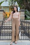  Áo croptop tay dài họa tiết trơn - WHITE CROP-TOP 