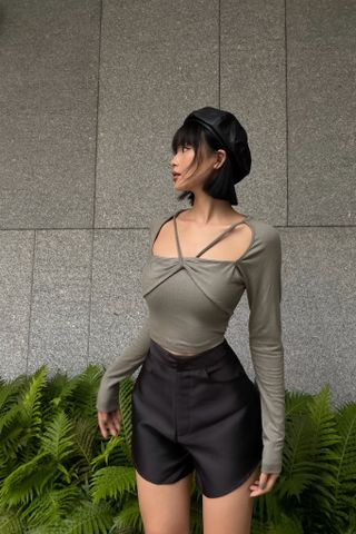  Áo thun croptop dây buộc | LIA TOP - CLÉLIE 