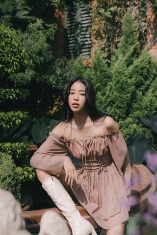  CLÉLIE Đầm xoè trễ vai tay dài ROSIE DRESS 