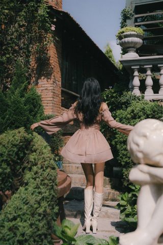  CLÉLIE Đầm xoè trễ vai tay dài ROSIE DRESS 