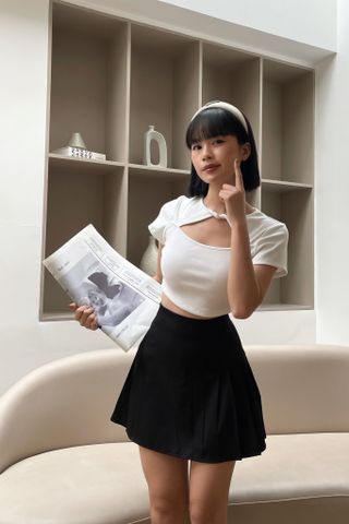  CLÉLIE Áo croptop tay ngắn dây chéo EIRA TOP 