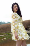  CLÉLIE Đầm xòe tay dài phồng họa tiết voan HERA DRESS 