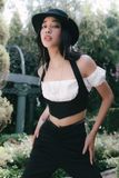  CLÉLIE Áo croptop cổ yếm kèm áo ống tay phồng LAYER TOP 